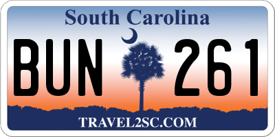 SC license plate BUN261