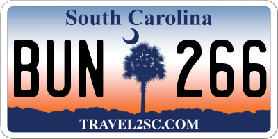 SC license plate BUN266
