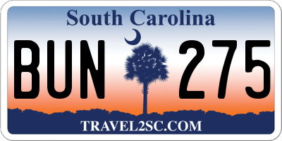 SC license plate BUN275