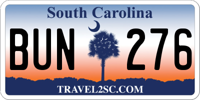SC license plate BUN276