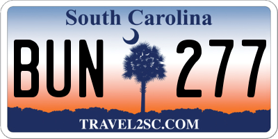 SC license plate BUN277