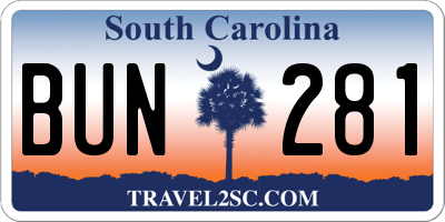 SC license plate BUN281