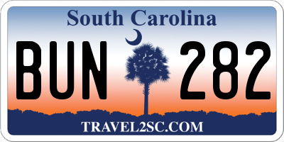 SC license plate BUN282