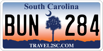 SC license plate BUN284