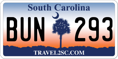 SC license plate BUN293