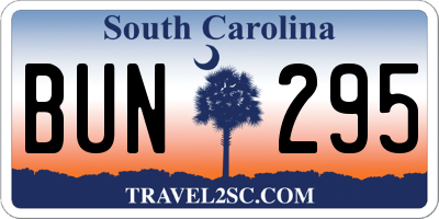 SC license plate BUN295