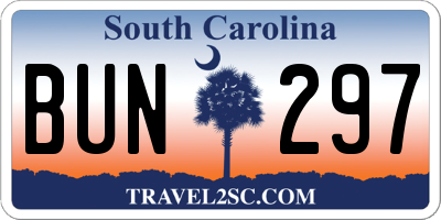SC license plate BUN297