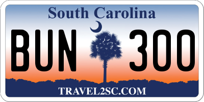 SC license plate BUN300