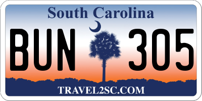 SC license plate BUN305