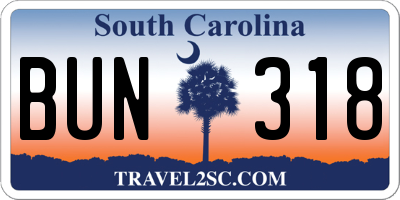 SC license plate BUN318