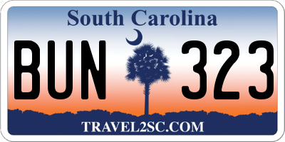 SC license plate BUN323