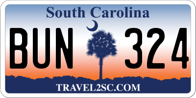 SC license plate BUN324