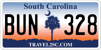 SC license plate BUN328