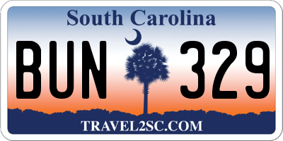 SC license plate BUN329