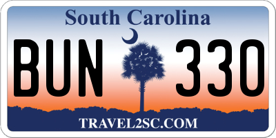 SC license plate BUN330