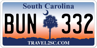 SC license plate BUN332