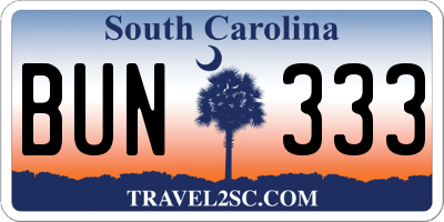 SC license plate BUN333