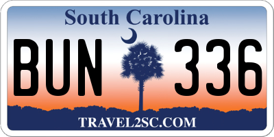 SC license plate BUN336