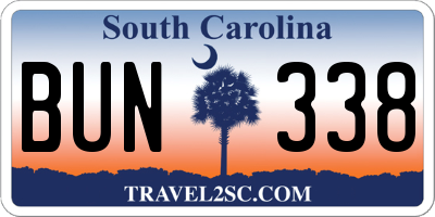 SC license plate BUN338