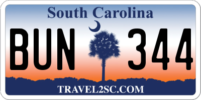 SC license plate BUN344
