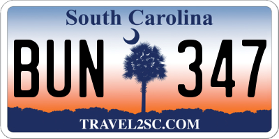 SC license plate BUN347