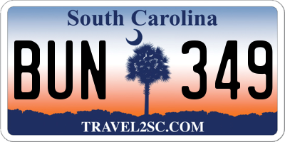 SC license plate BUN349