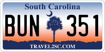 SC license plate BUN351