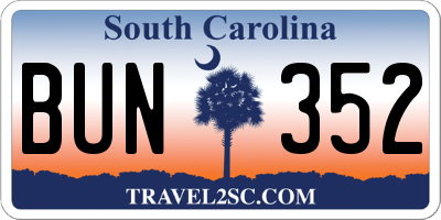 SC license plate BUN352