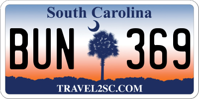 SC license plate BUN369