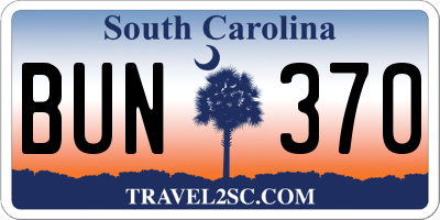 SC license plate BUN370