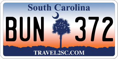 SC license plate BUN372