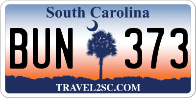 SC license plate BUN373