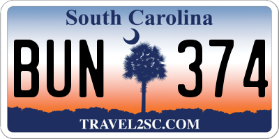 SC license plate BUN374