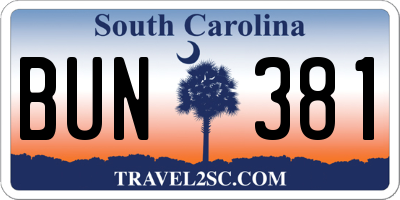 SC license plate BUN381