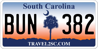 SC license plate BUN382
