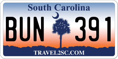 SC license plate BUN391