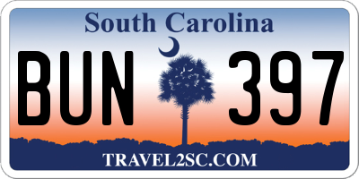 SC license plate BUN397