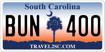 SC license plate BUN400