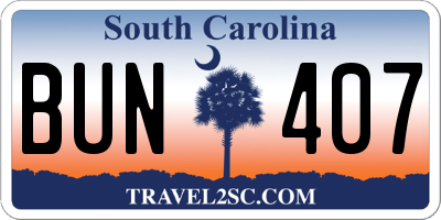 SC license plate BUN407