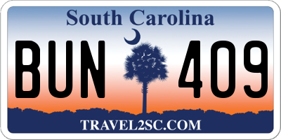 SC license plate BUN409