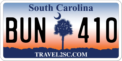 SC license plate BUN410