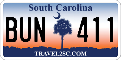 SC license plate BUN411