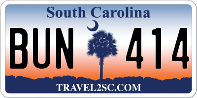 SC license plate BUN414