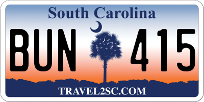 SC license plate BUN415