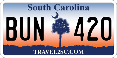 SC license plate BUN420