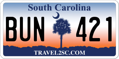 SC license plate BUN421