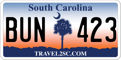 SC license plate BUN423