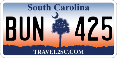 SC license plate BUN425
