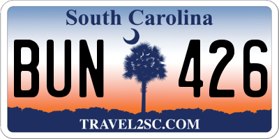 SC license plate BUN426