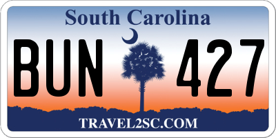 SC license plate BUN427